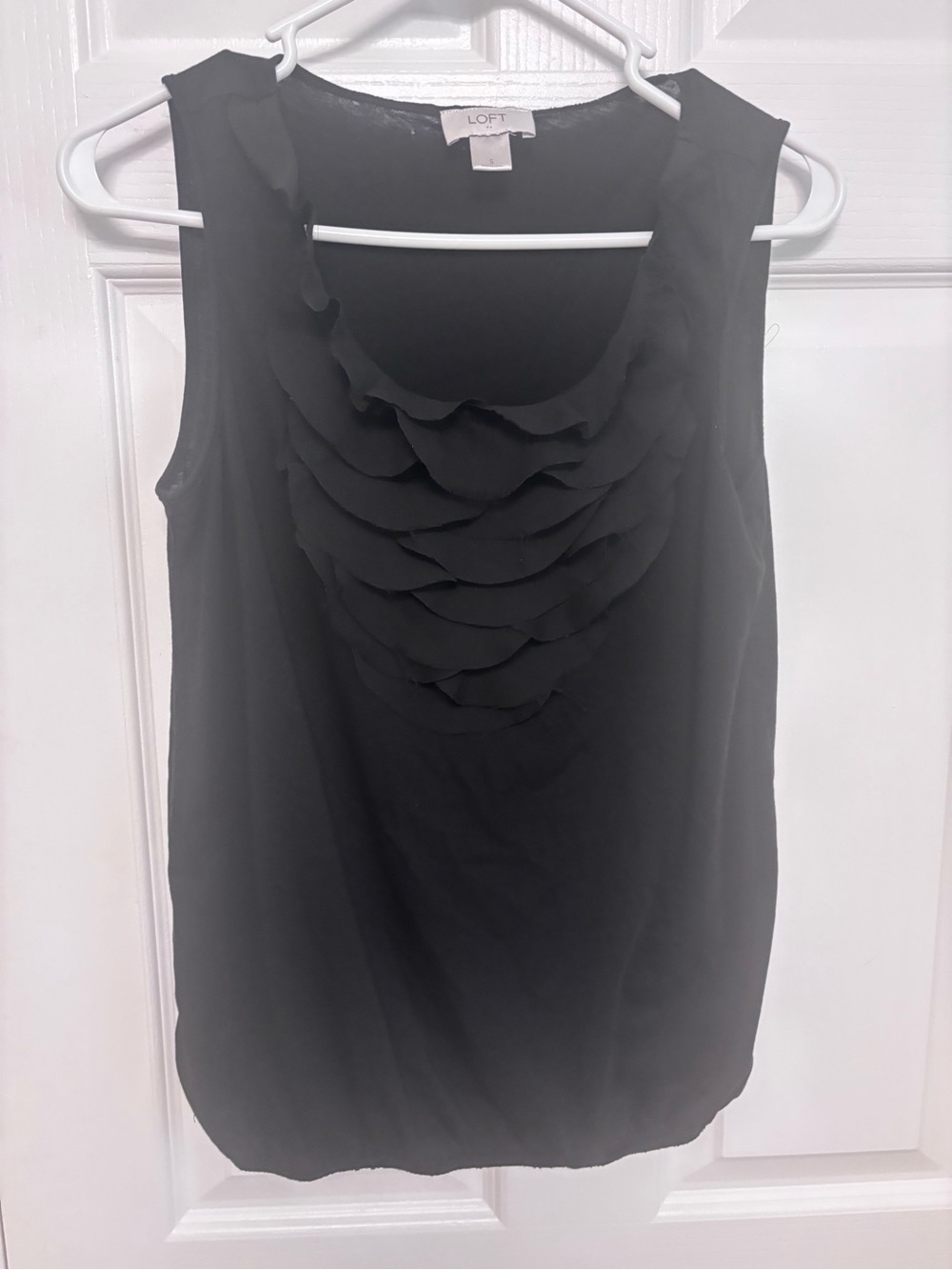 LOFT Black Sleeveless Ruffle Front Camisole